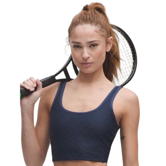 NWT Lululemon Large Textured Mesh Tank Club Blue Tennis Top Medium Support Bra - Picture 10 of 14